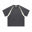 Gray t-shirt with white sleeves on a white background