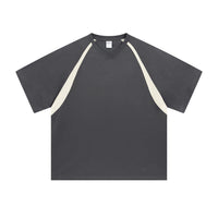 Gray t-shirt with white sleeves on a white background