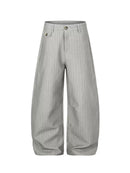 DC STRIPED GREY WIDE-LEG PANTS