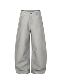 DC STRIPED GREY WIDE-LEG PANTS