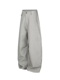 DC STRIPED GREY WIDE-LEG PANTS