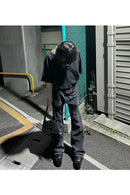 FJ042 BLACK FLARE JEANS