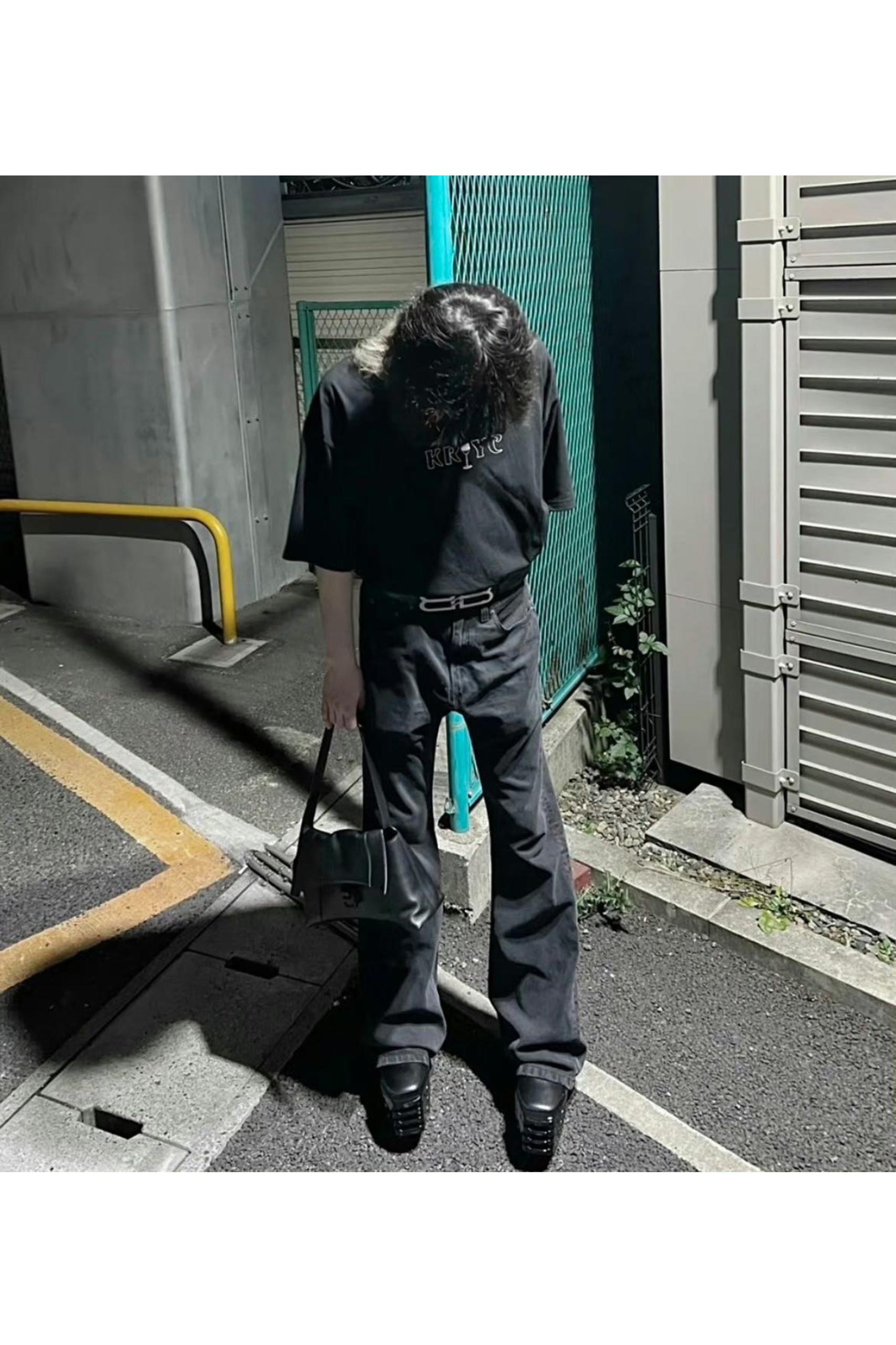 FJ042 BLACK FLARE JEANS