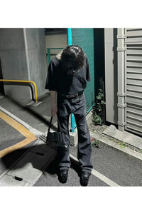 FJ042 BLACK FLARE JEANS