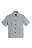 CLASSIC CHECK SHORTSLEEVE SHIRT- blue/beige