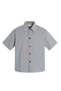 CLASSIC CHECK SHORTSLEEVE SHIRT- blue/beige
