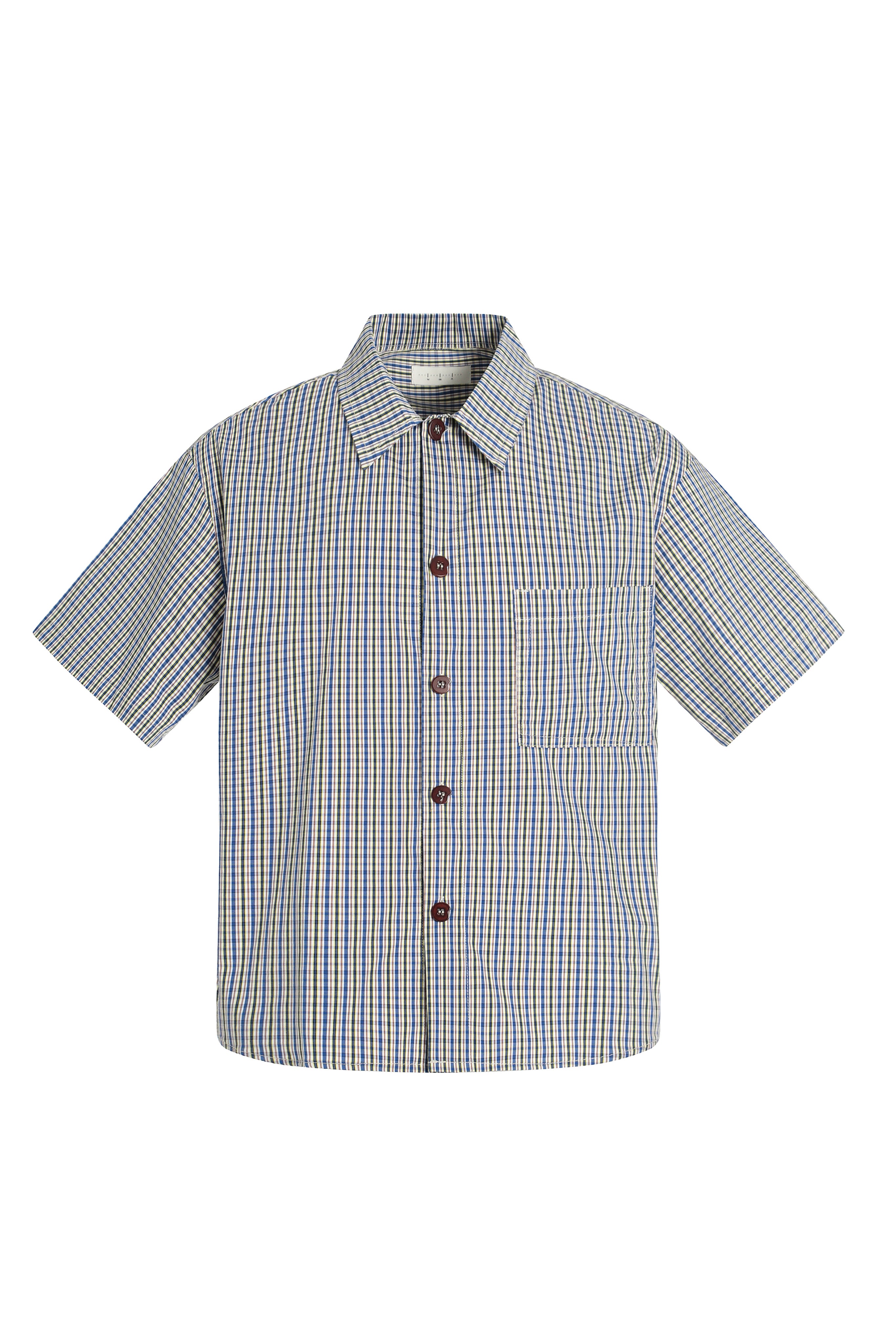 CLASSIC CHECK SHORTSLEEVE SHIRT- blue/beige