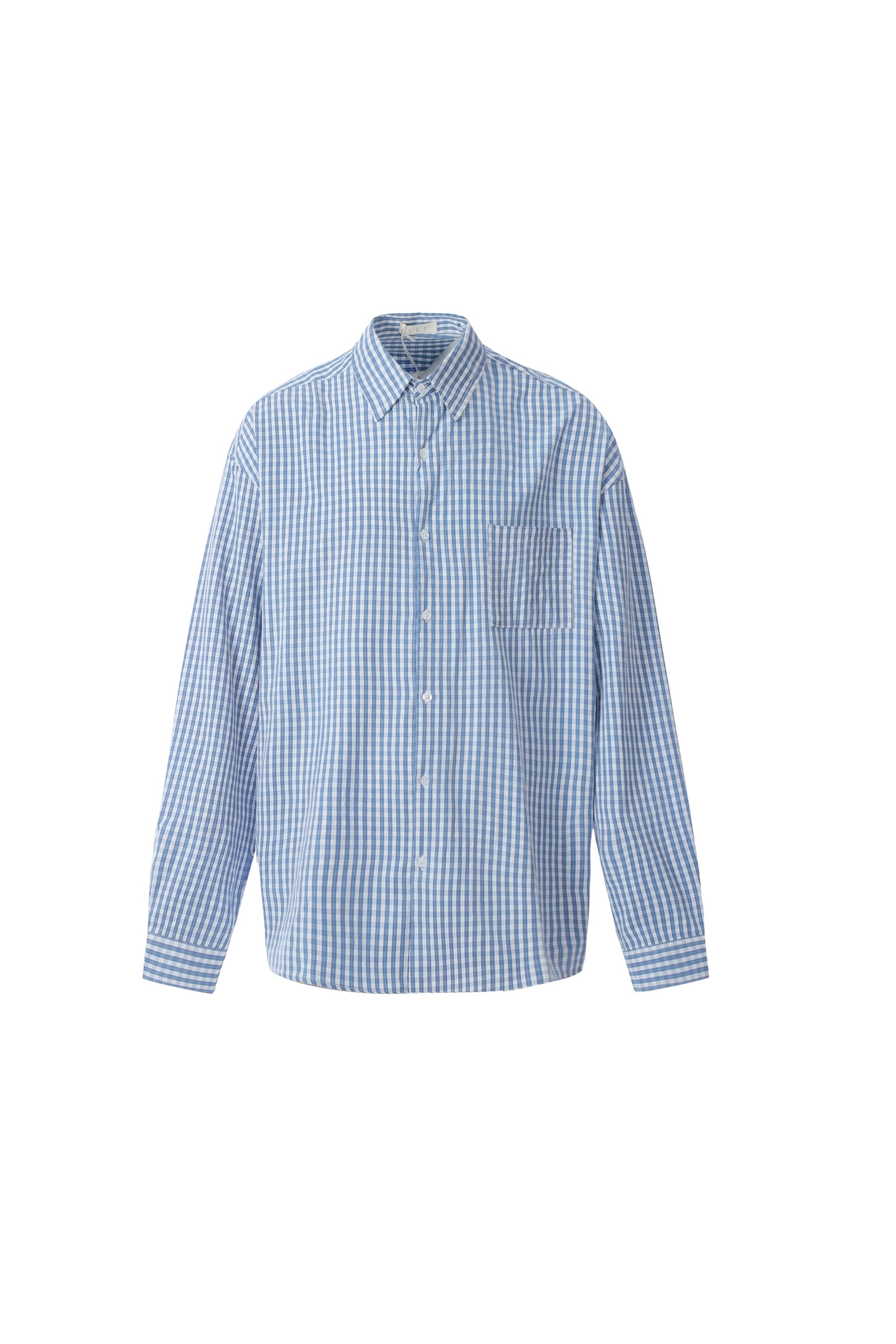 Sky Blue Checkered Button-Up Shirt