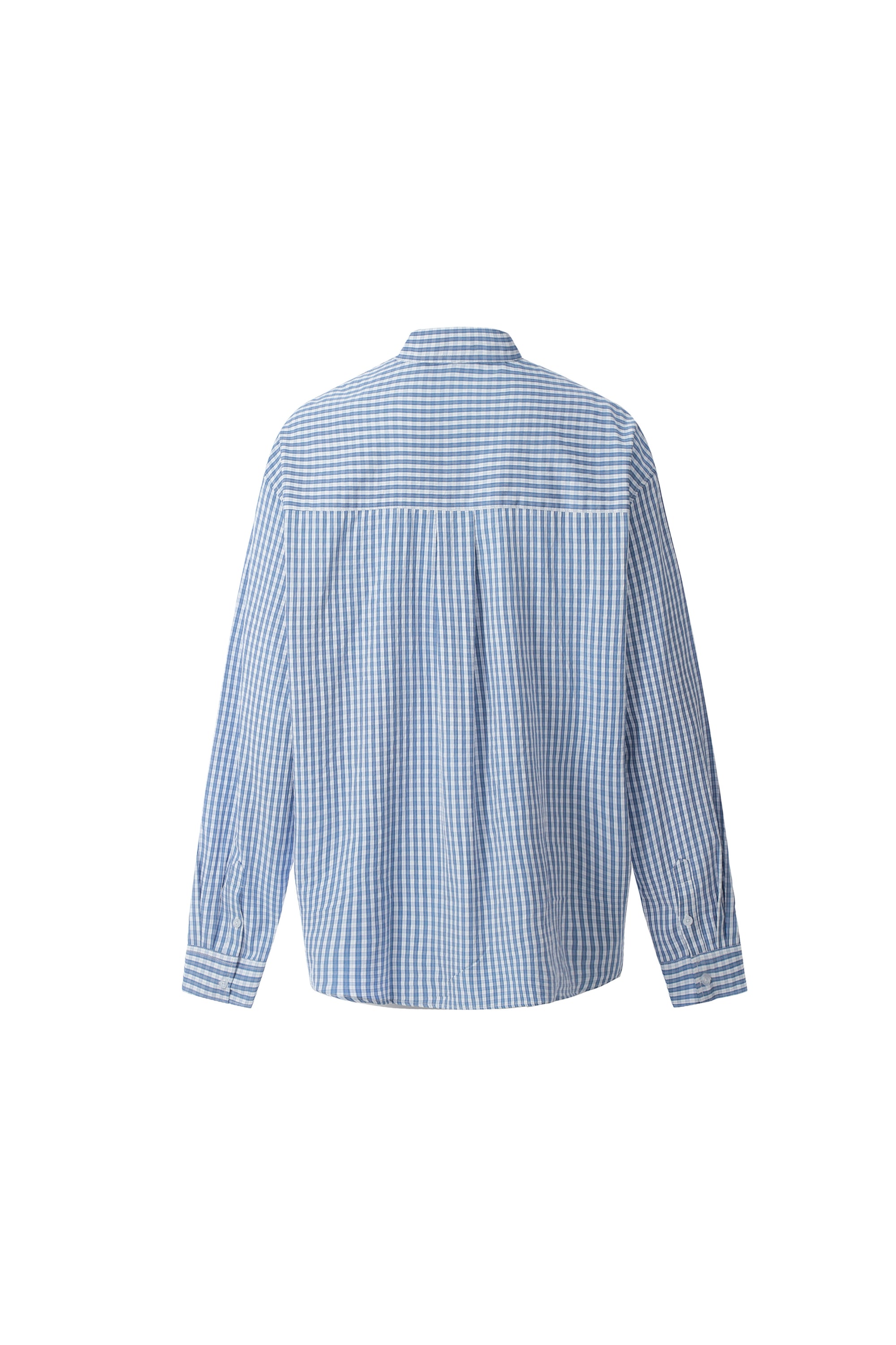 Sky Blue Checkered Button-Up Shirt