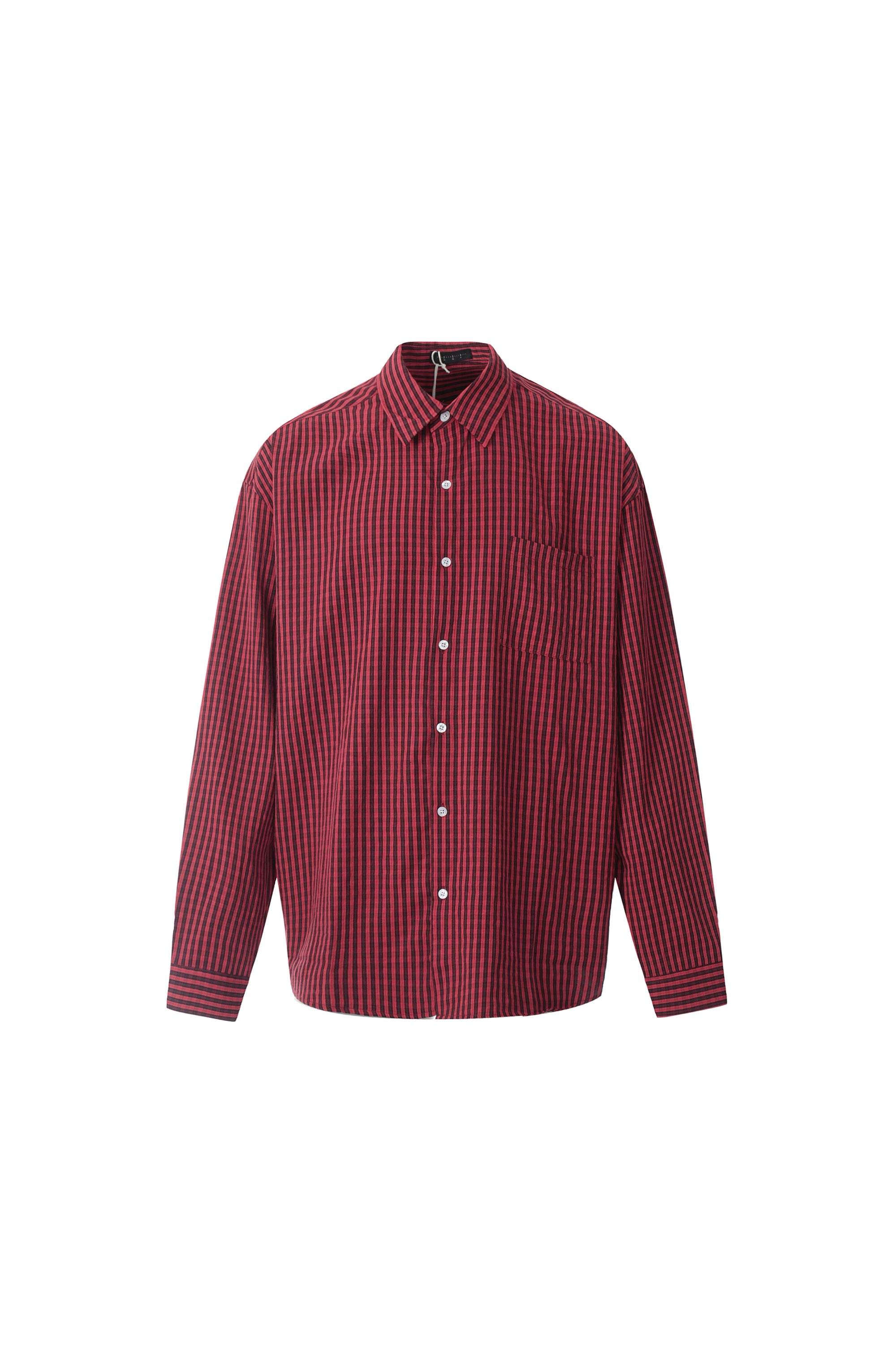 Crimson Checkered Button-Up Shirt