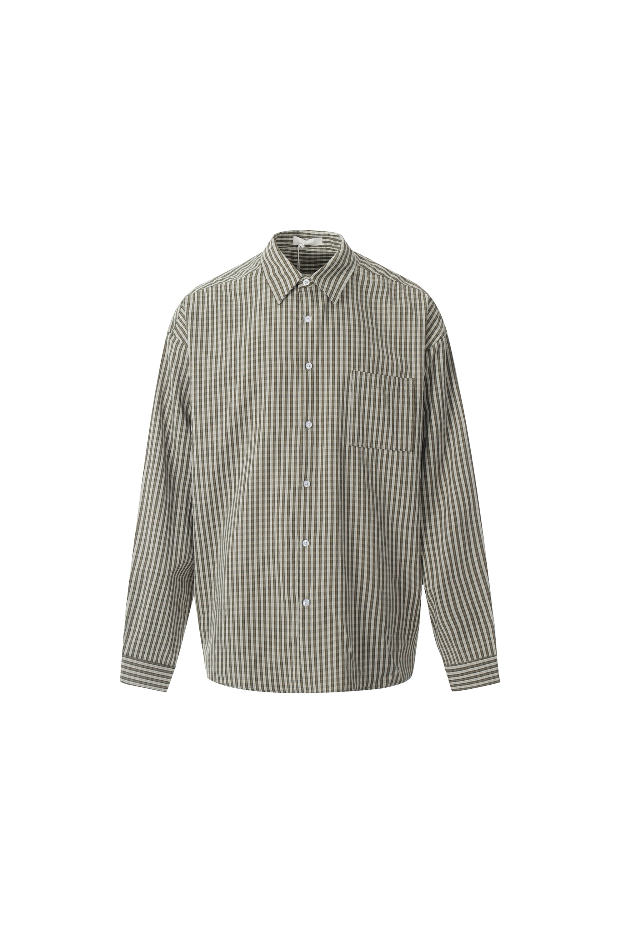 Olive Checkered Button-Up Shirt