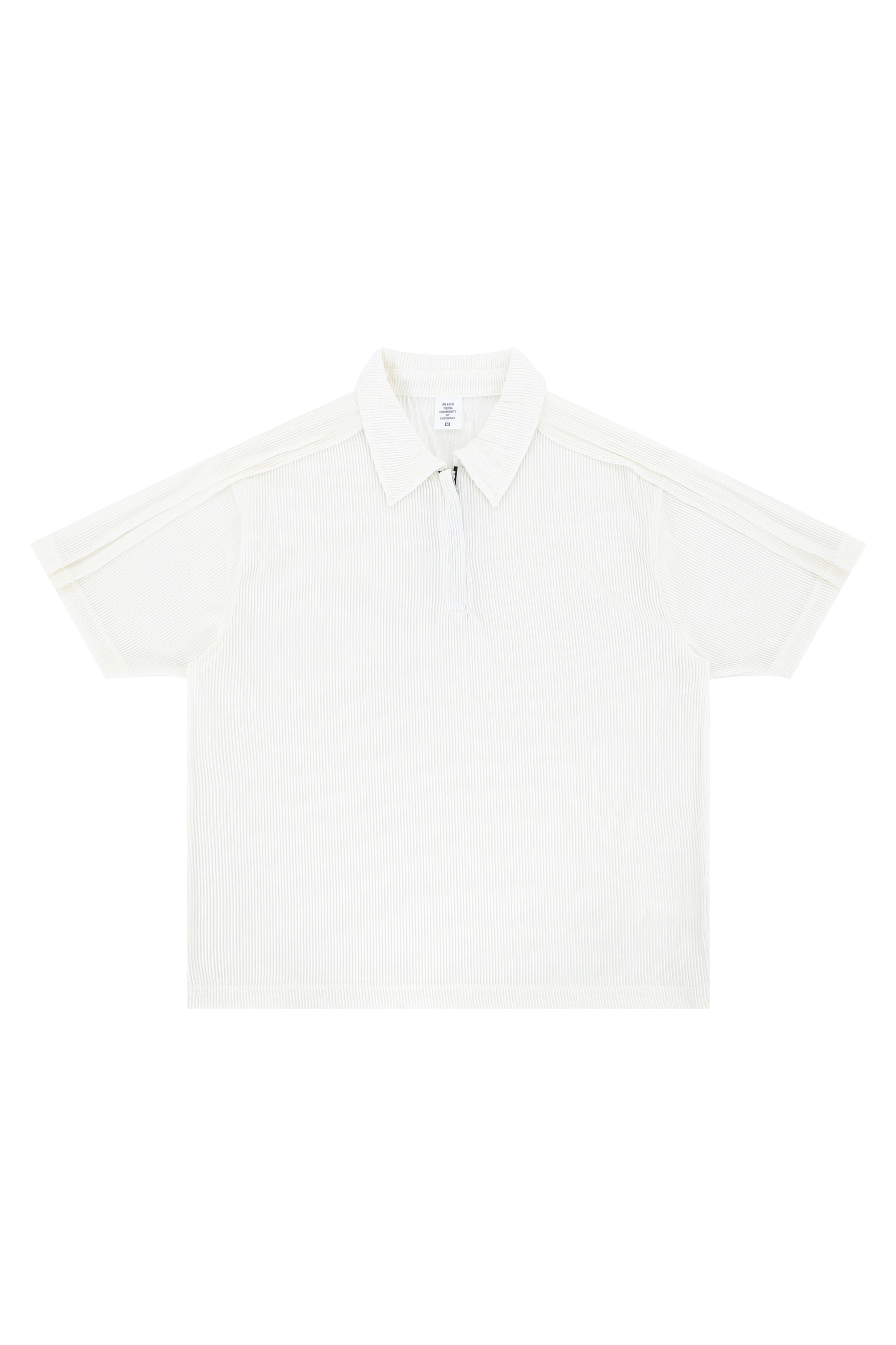 WHITE ZIPPER COLLAR SHIRT