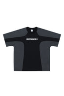 SUPER-WAY PANEL TECH TEE – Charcoal & Black