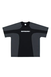 SUPER-WAY PANEL TECH TEE – Charcoal & Black