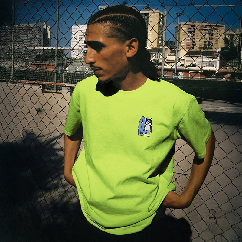 SURF PUP GRAPHIC TEE- Neon Green