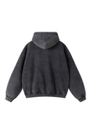 Vintage-Washed black Zip Hoodie