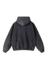 Vintage-Washed black Zip Hoodie