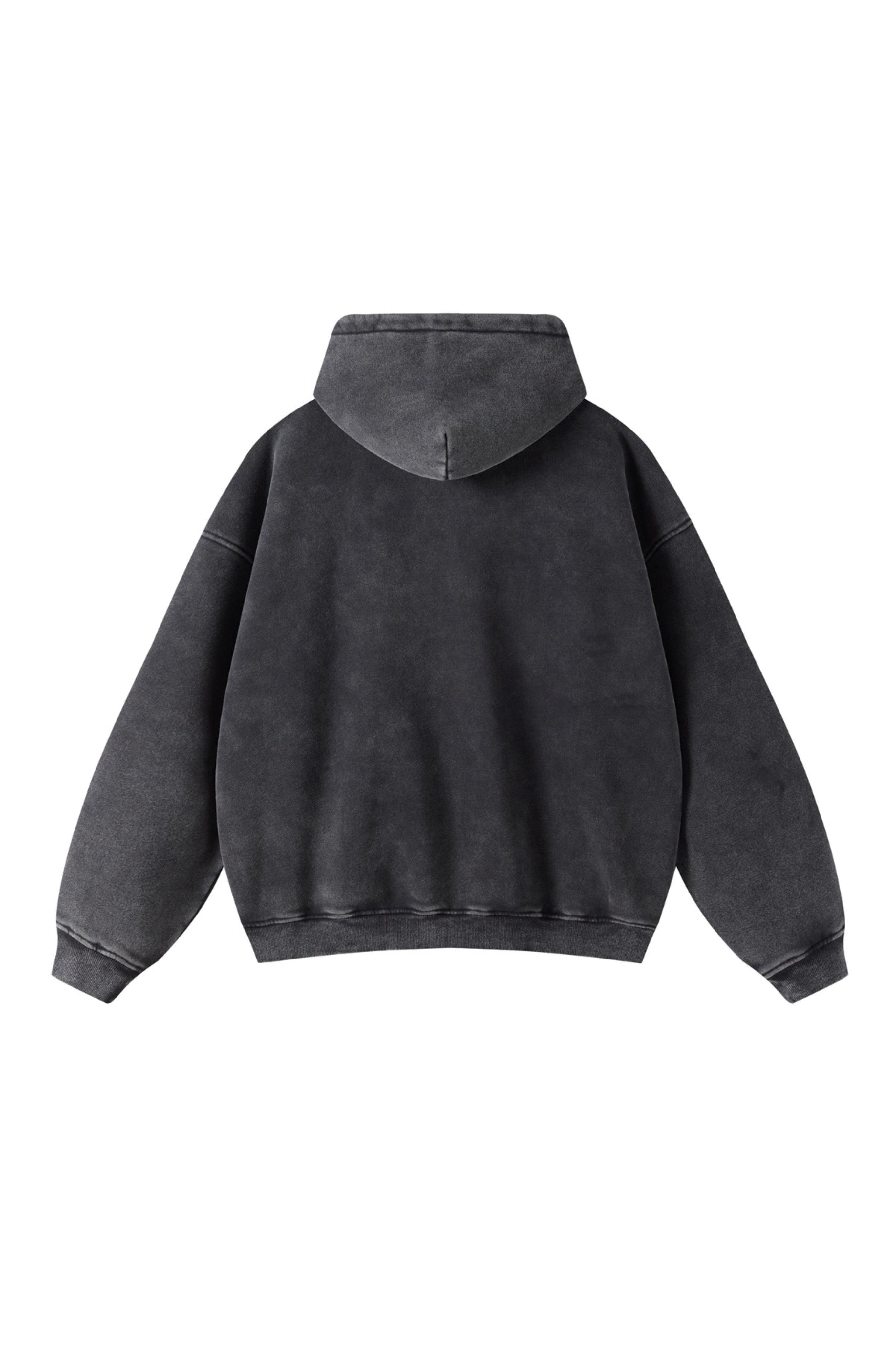 Vintage-Washed black Zip Hoodie