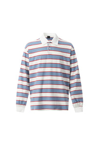 RETRO STRIPED RUGBY POLO – Sky Blue