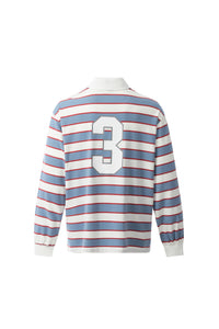 RETRO STRIPED RUGBY POLO – Sky Blue
