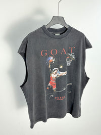 GOAT GRAPHIC MUSCLE TEE- washed black