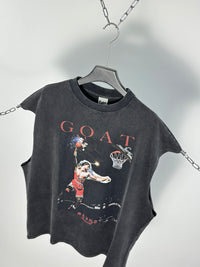 GOAT GRAPHIC MUSCLE TEE- washed black