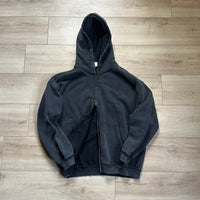 Vintage-Washed black Zip Hoodie