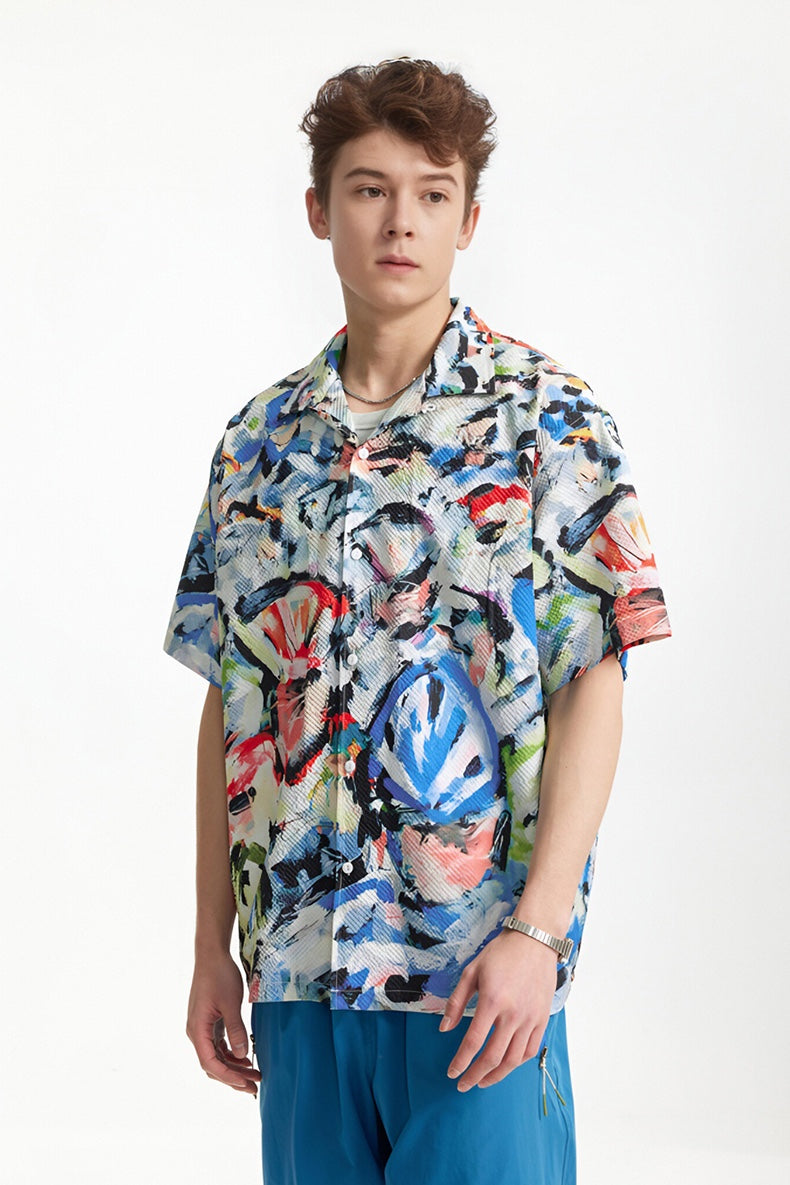 ABSTRACT CYCLIST PRINT SHIRT – Multicolor