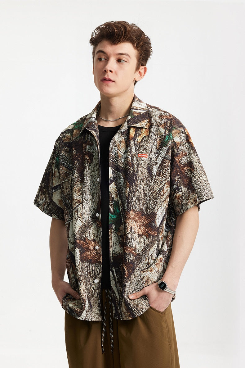 WOODLAND CAMO BUTTON-UP SHIRT