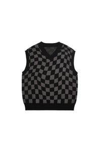 BLACK AND BROWN CHESS SWEATER