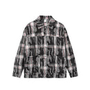 Plaid shirt with black and white pattern on a white background