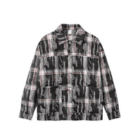 Plaid shirt with black and white pattern on a white background