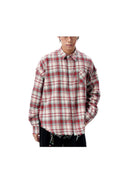 11KN RIPPED WINE AND CREAM LONGSLEEVE SHIRT