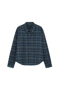 BUTTONED CHECKERED SHIRT IN GREEN/BLUE