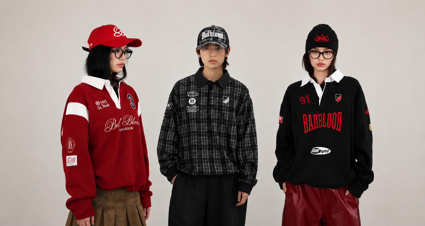 JOD hero campaign with three styled models
