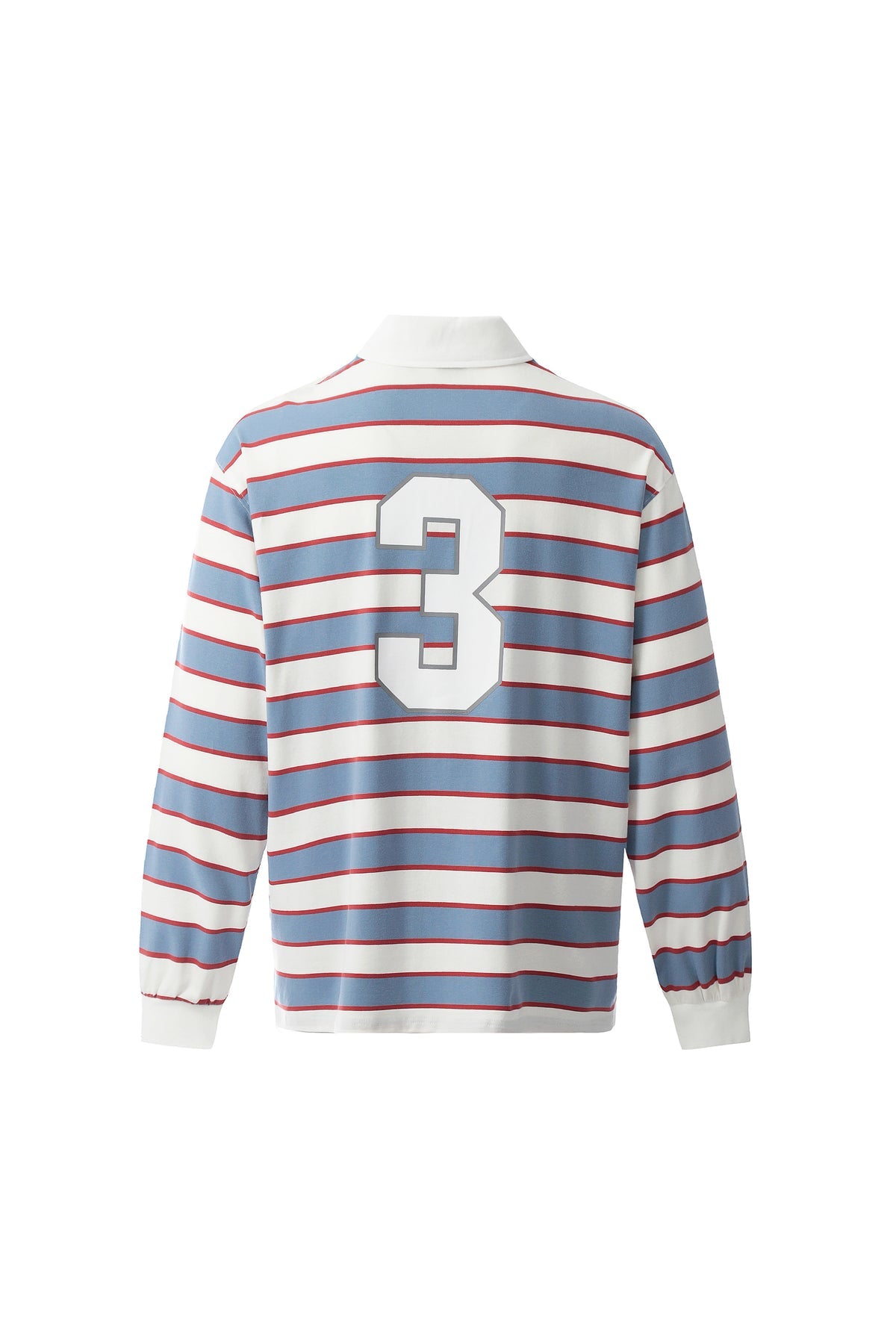 JOD retro striped rugby polo in sky blue back