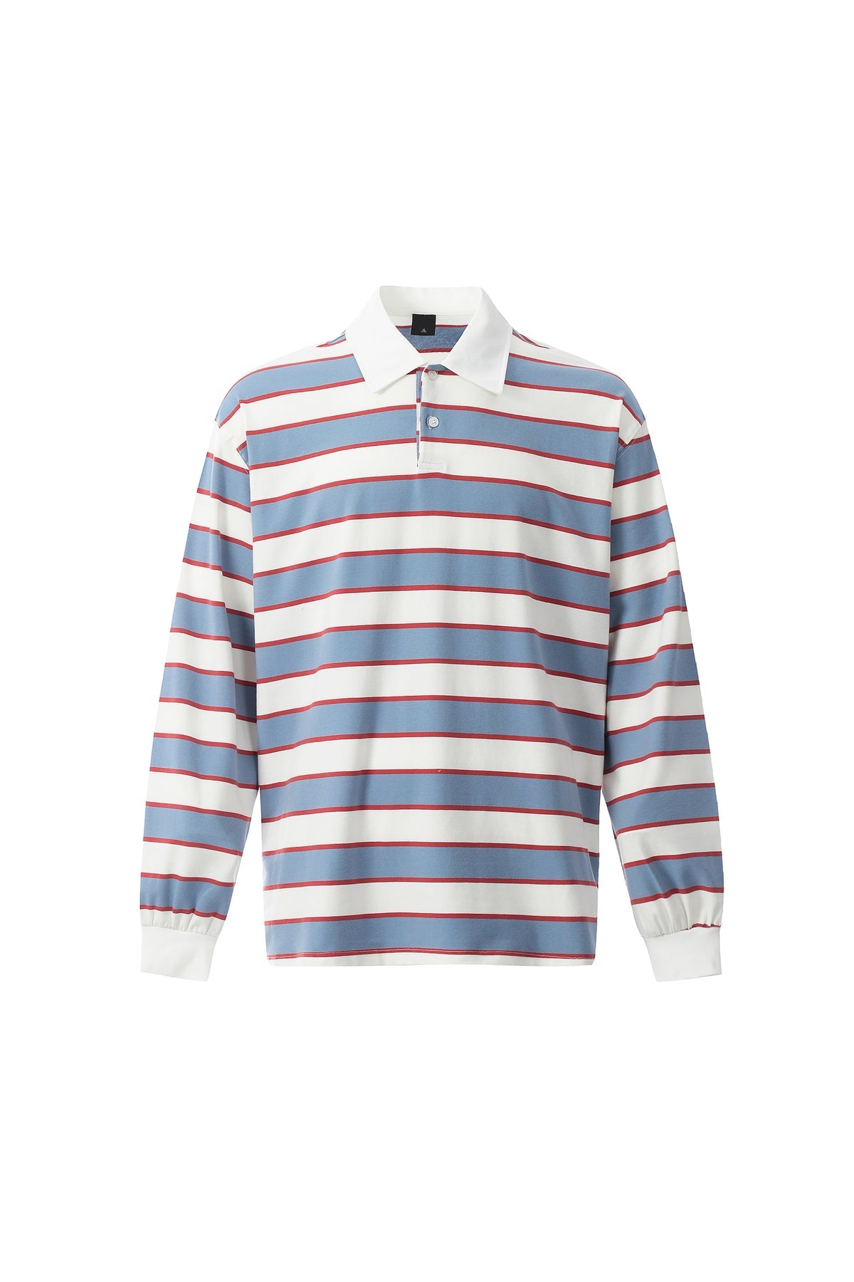 JOD retro striped rugby polo in sky blue front