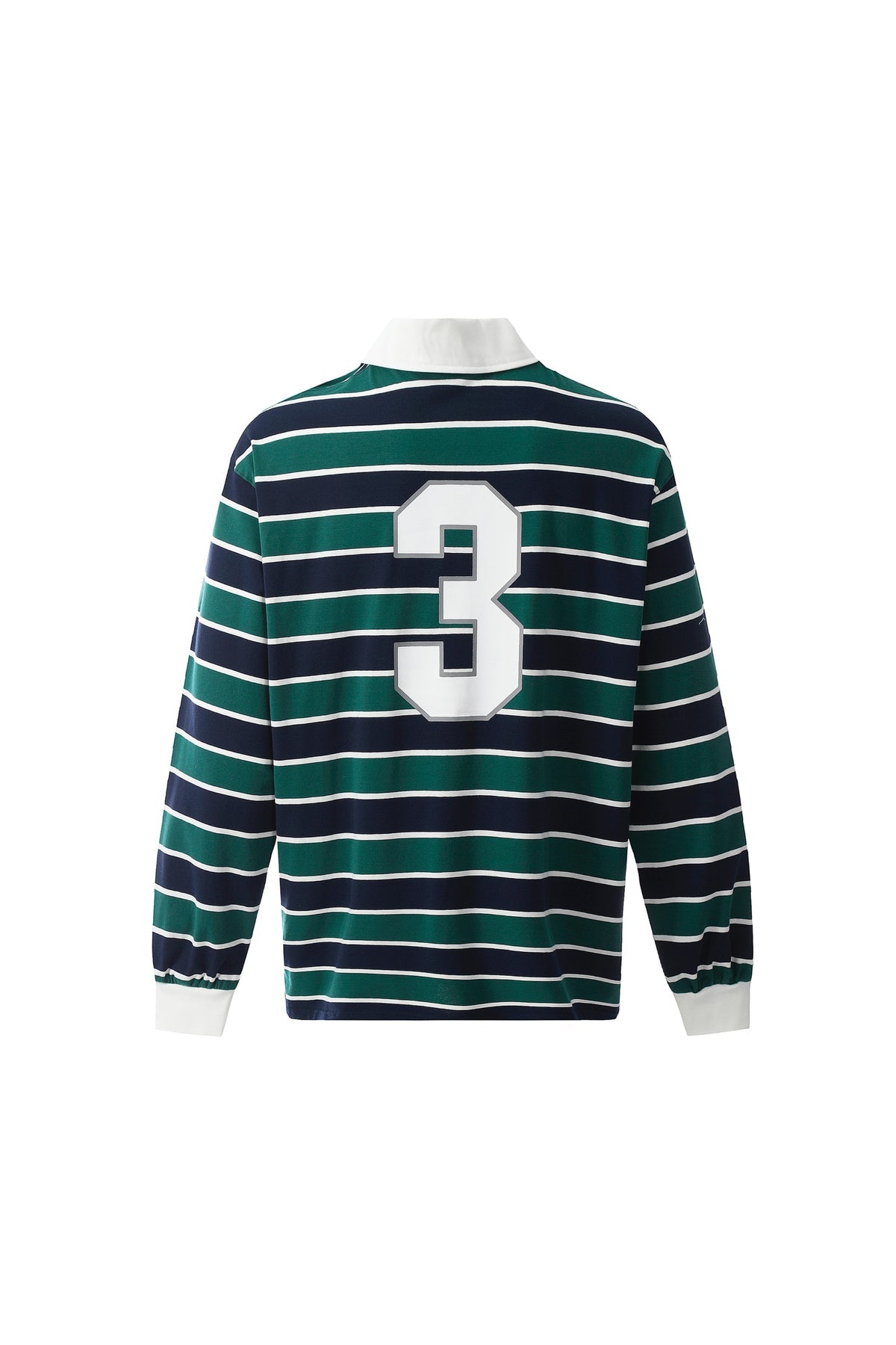 JOD retro striped rugby polo in forest green back
